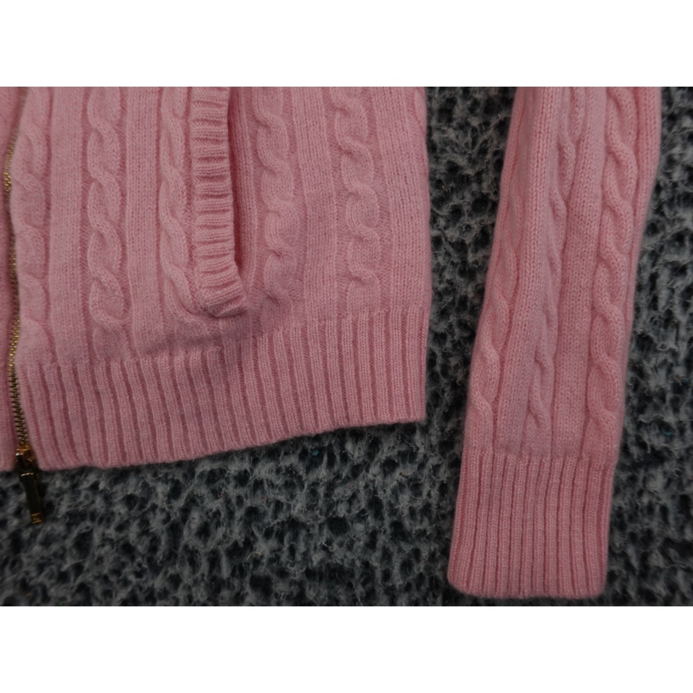 Lauren Ralph Full Zip Sweater Womens Petite Small Pink Cashmere Cable Knit - Picture 4 of 13